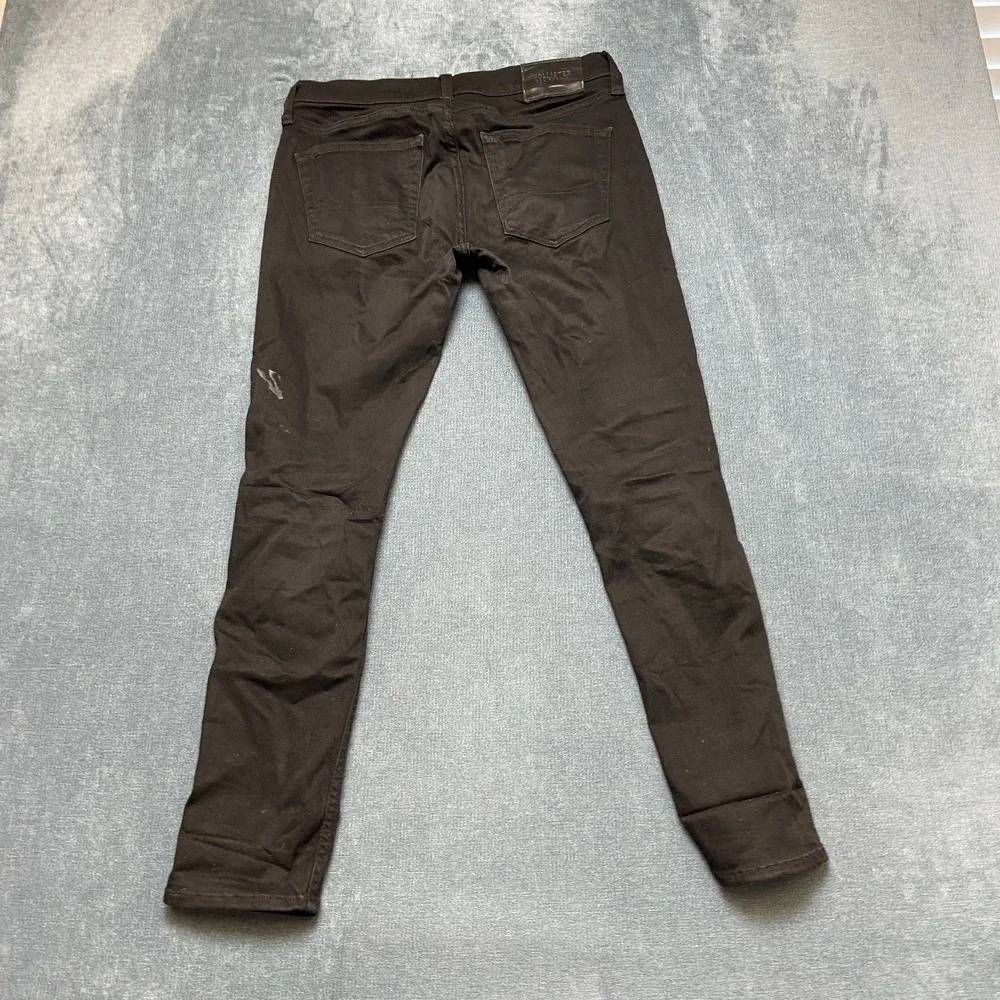 Hollister Jeans Mens 30x30 Black Denim Low Rise Streetwear Grunge Skinny Leg